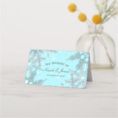 Blauwe Winter Wonderland Sneeuwvlokken Trouwtafel (Voorkant)