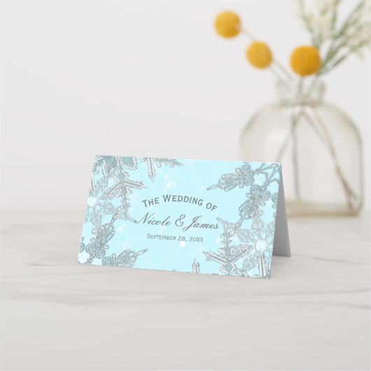 Blauwe Winter Wonderland Sneeuwvlokken Trouwtafel