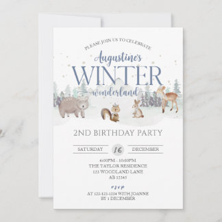 Blauwe Winter Wonderland Verjaardag, Jongen 2e Ver Kaart