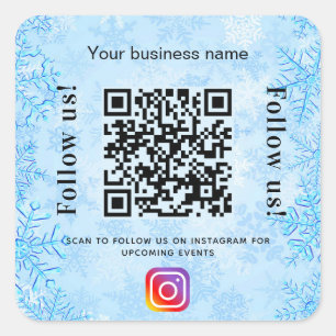 Blauwe winterbedrijfsnaam qr code instagram vierkante sticker