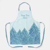 Blauwe winterbosboom Waterverf Kerstmis Schort (Voorkant)