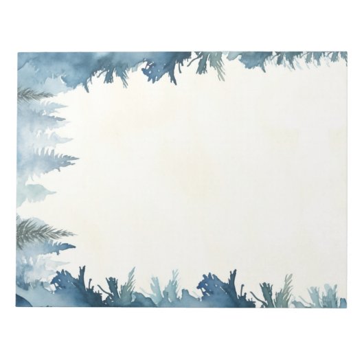Blauwe winterdennenbomen gewoon notitieblok (Voorkant)