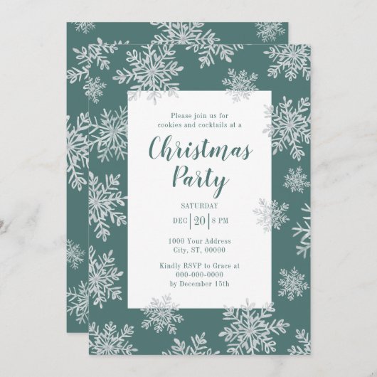 Blauwe winterfeestdag in Snowflake Kaart (Voorkant / Achterkant)