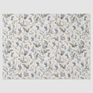 Blauwe Wintergans Watercolor Kerstvakantie Tissuepapier