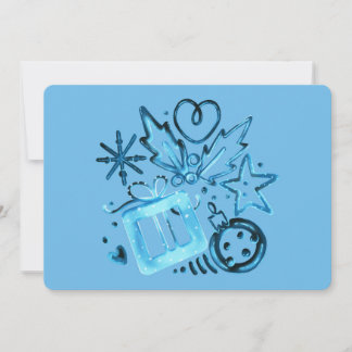 Blauwe winterkerstkaart met sneeuwvlokken en cadea feestdagenkaart