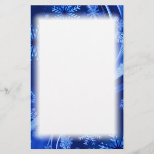Blauwe wintersneeuwkerst briefpapier
