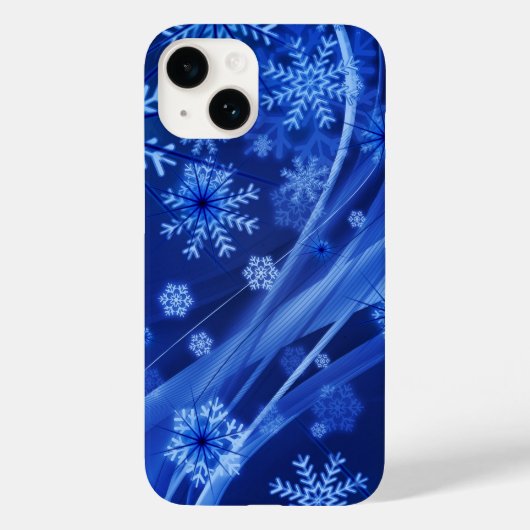 Blauwe wintersneeuwkerst Case-Mate iPhone case (Achterkant)