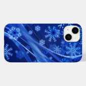 Blauwe wintersneeuwkerst Case-Mate iPhone case (Achterkant (horizontaal))