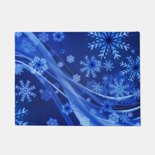Blauwe wintersneeuwkerst deurmat