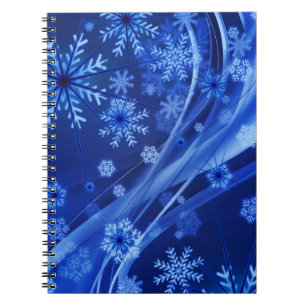 Blauwe wintersneeuwkerst notitieboek