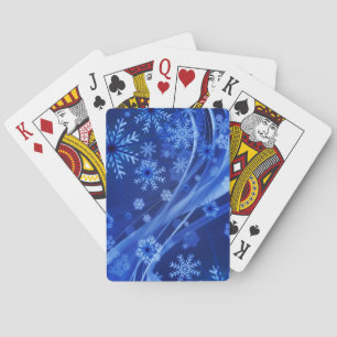 Blauwe wintersneeuwkerst speelkaarten
