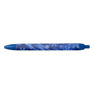 Blauwe wintersneeuwkerst zwarte inkt pen