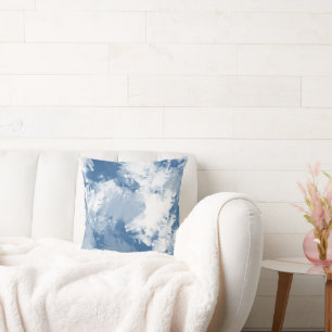 Blauwe witte Abstracte matige penseelstreken Kussen