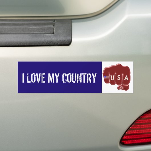 blauwe witte Amerikaanse vuistslag en Tattoo Ameri Bumpersticker (Op auto)
