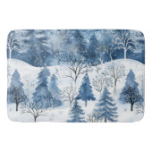 Blauwe Witte Berg Kerstbomen Badmat (Voorkant)