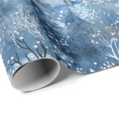 Blauwe Witte Berg Kerstbomen Cadeaupapier (Rol Hoek)