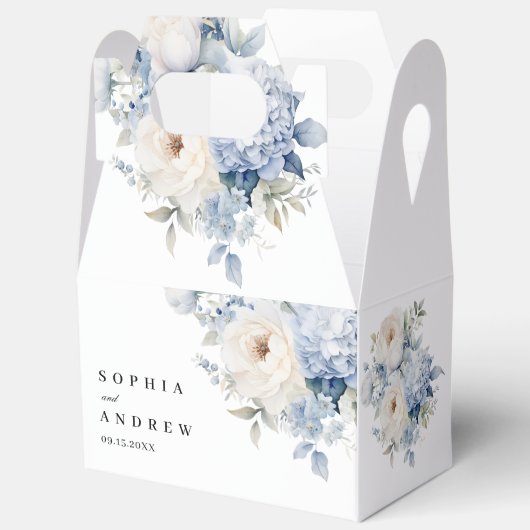 Blauwe & Witte Bloemen Bruiloft Bedankdoosjes (Open)