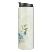 blauwe witte bloemen groen bruiloft thermosbeker (Geroteerd rechts)