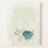 blauwe witte bloemen groen trouwen planner (Achterkant)