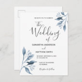 Blauwe witte botanische bruinkool bruinkool briefkaart (Voorkant / Achterkant)