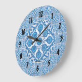 Blauwe witte Cornflower Pattern Black Numbers Cloc Grote Klok (Hoek)