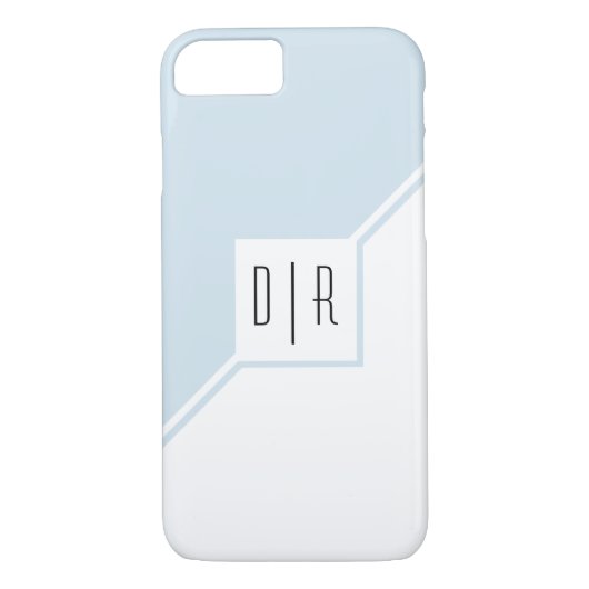 Blauwe, witte driehoeken, monogram moderne geometr Case-Mate iPhone case (Achterkant)