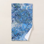 Blauwe witte druppels abstractie bad handdoek (Handdoek)