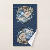Blauwe, witte en beige  Peony-handdoekset Bad Handdoek (Handdoek)