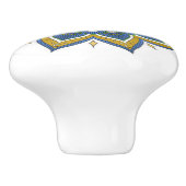 Blauwe, witte en gouden Mandala keramische knop (Zijkant)