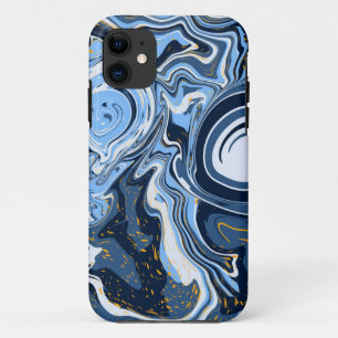 Blauwe, witte en goudziren iPhone 11 hoesje