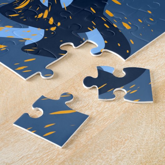 Blauwe, witte en goudziren legpuzzel (Zijkant)