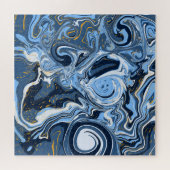 Blauwe, witte en goudziren legpuzzel (Horizontaal)