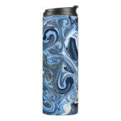 Blauwe, witte en goudziren thermosbeker (Gedraaid links)