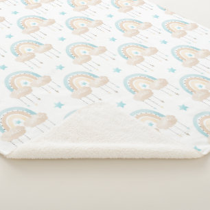 Blauwe witte en zwarte wolken en regenbogen babyjo sherpa deken