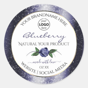 Blauwe witte etiketten met mousserende glitter-Log