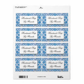Blauwe witte fijne kornbloem Aangepaste labels (Full Sheet)