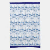 Blauwe witte fijne zeilboot Patroon Blauwe Grens Theedoek (Verticaal)