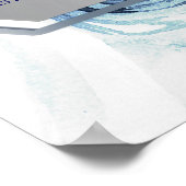 Blauwe witte Floral Winter Wedding Seating Chart Poster (Hoek)