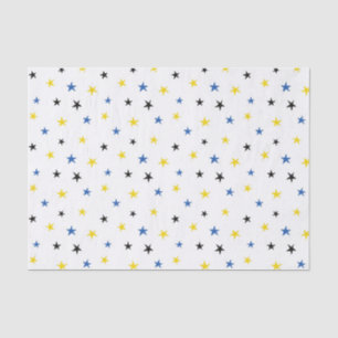 BLAUWE WITTE GEEL STARS TISSUEPAPIER