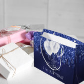 Blauwe witte glitter van de Birthday druppelt ball Groot Cadeauzakje