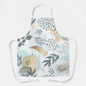 Blauwe witte goudbladeren botanische bladeren schort (Voorkant)