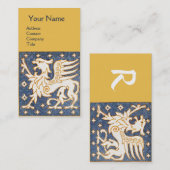 BLAUWE WITTE GOUDE FANTASY GRIFFIN MONOGRAM VISITEKAARTJE (Voorkant / Achterkant)
