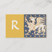 BLAUWE WITTE GOUDE FANTASY GRIFFIN MONOGRAM VISITEKAARTJE (Achterkant)