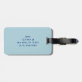 Blauwe witte goudmarmer bagagelabel (Achterkant horizontaal)