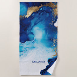 Blauwe witte goudmarmer strandlaken