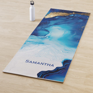 Blauwe witte goudmarmer yogamat
