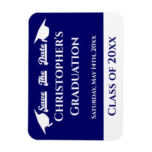 Blauwe witte gradup slaat de datum op magneet (Verticaal)