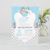 Blauwe, witte, grijze aap Babyschoenen Kaart (Staand voorkant)