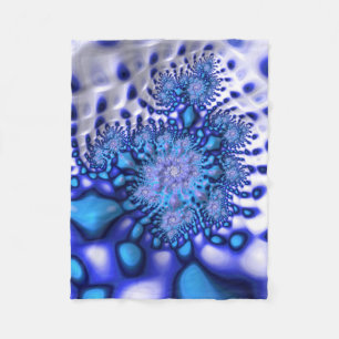 Blauwe & Witte Hip Fijne Fractal Trippy Fleece Deken