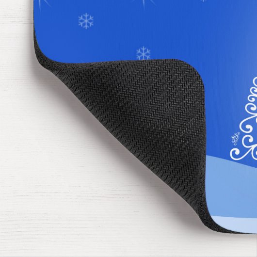 Blauwe witte kerstaven met kerstboomsterren Night Muismat (Hoek)